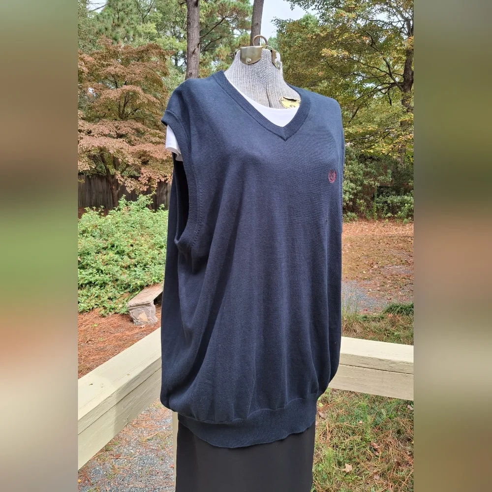 Men's New Navy Blue Chaps V-Neck Sleeveless Sweater Vest Size 2XLT